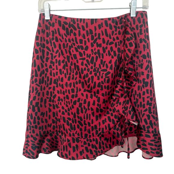 Anthropologie Dresses & Skirts - Anthropologie Hutch Ruffle Red Leopard Skirt Size Small